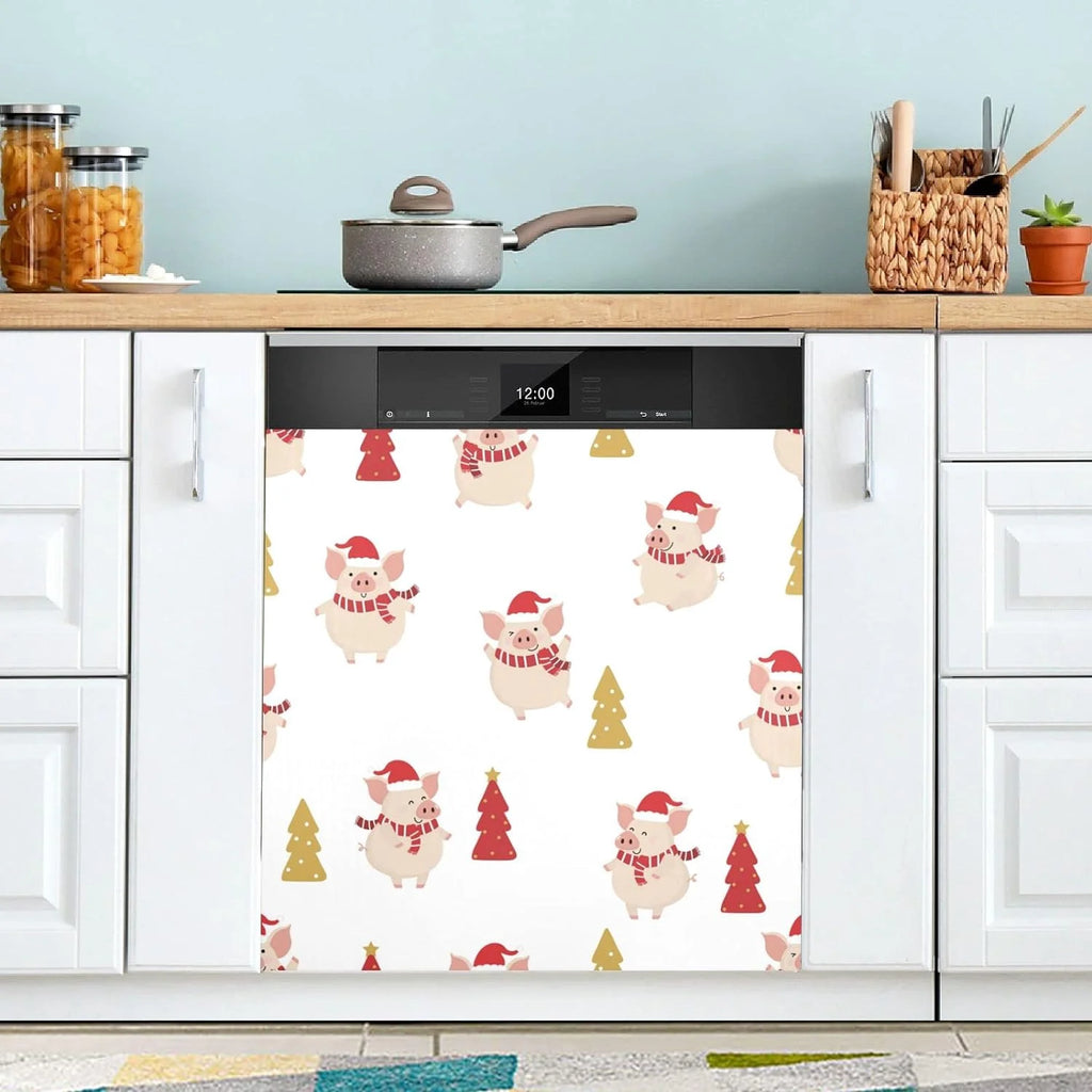 Christmas Pig Dishwasher Magnet Cover J91175