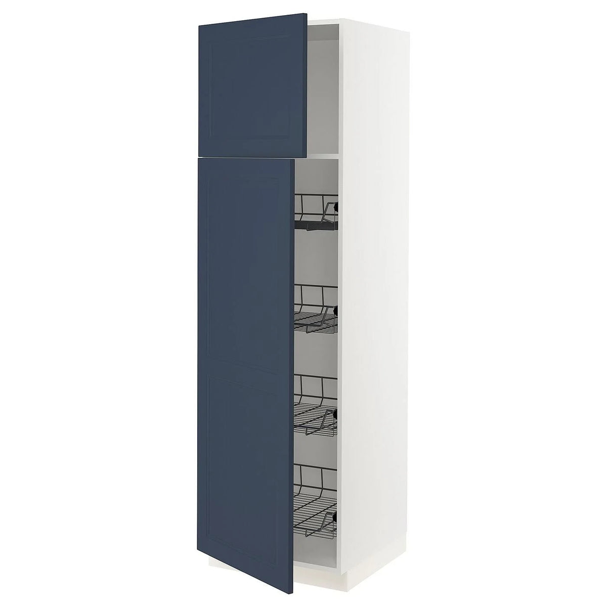 White High Cabinet with Door and Wire Baskets Q80070