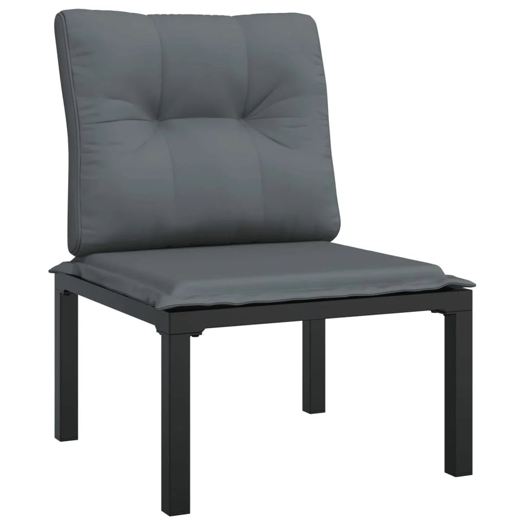 6 Piece Outdoor Patio Furniture Set, Sectional Sofa Set with Dark Gray Cushions, Black Poly Rattan I7281