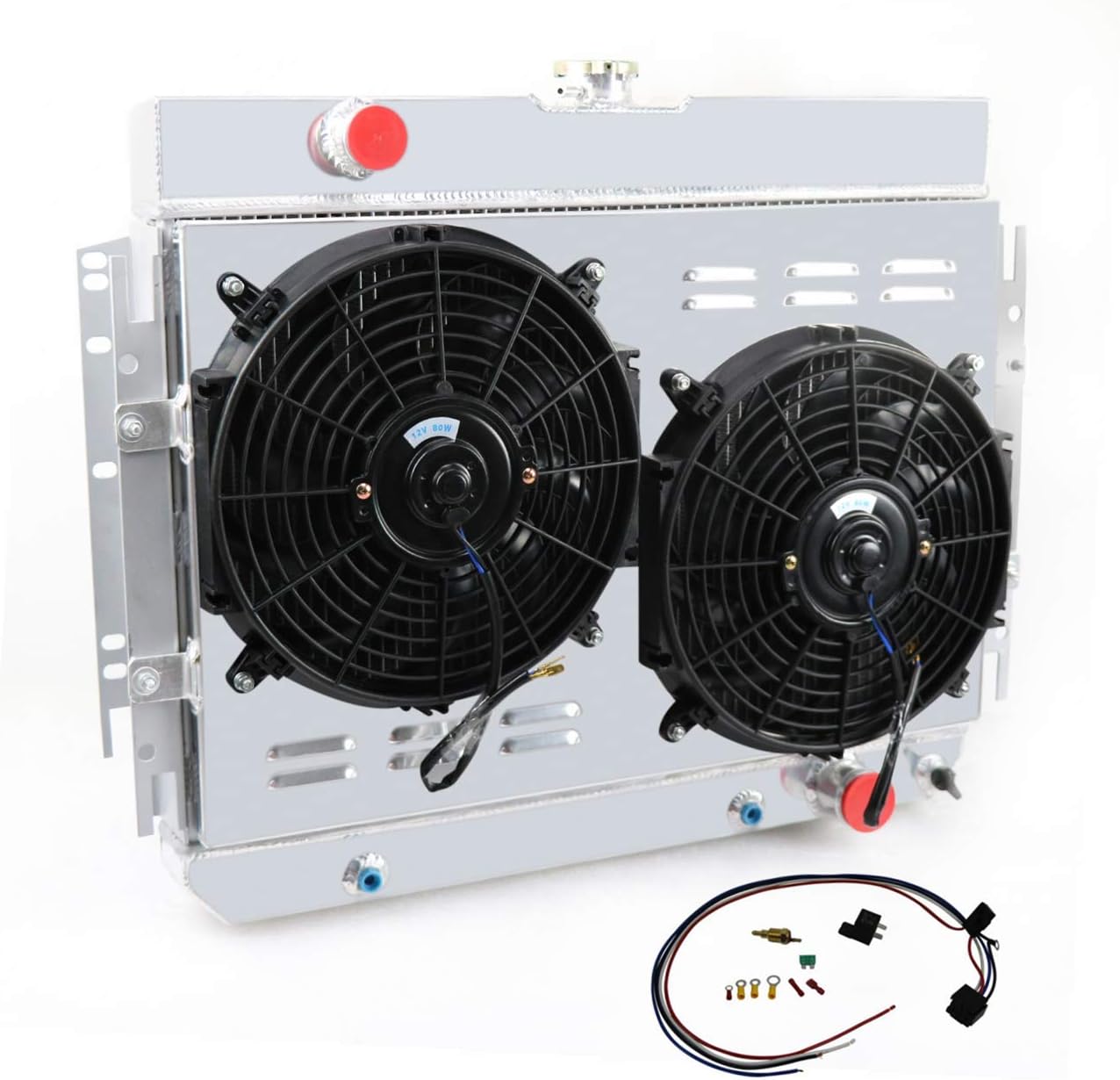 56MM 3 Row Core Aluminum Radiator with 2X12 Fan and Shroud L707407