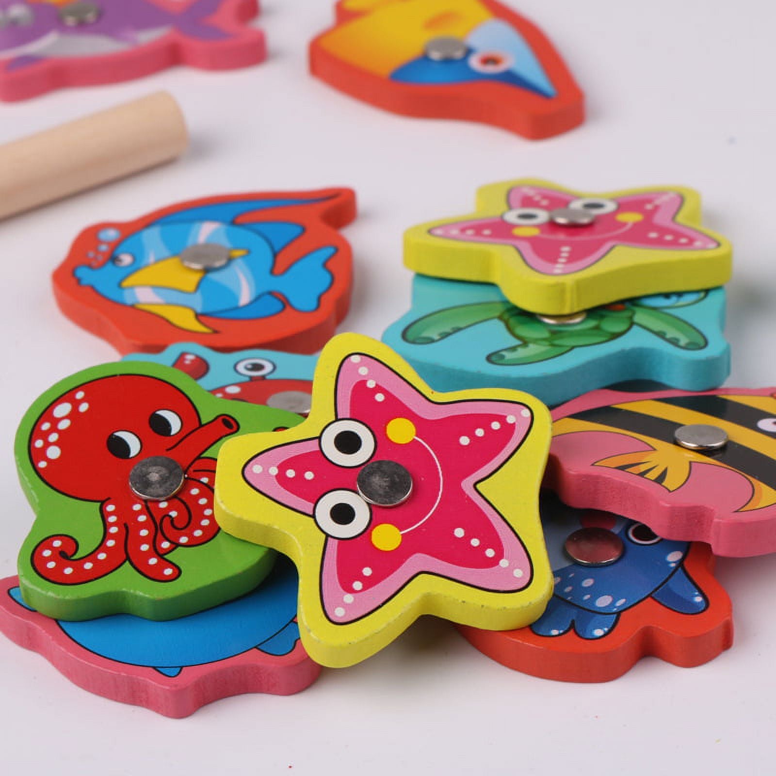 Wooden Magnetic Fishing Toy Educational Blocks H218