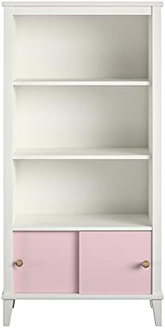 2 Piece Kids Bedroom Set with Bookcase and Desk in White and Pink P8631