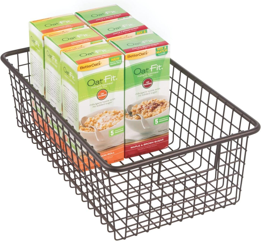 Bronze Metal Wire Storage Organizer Bin Basket with Handles, Pack of 2 O5644