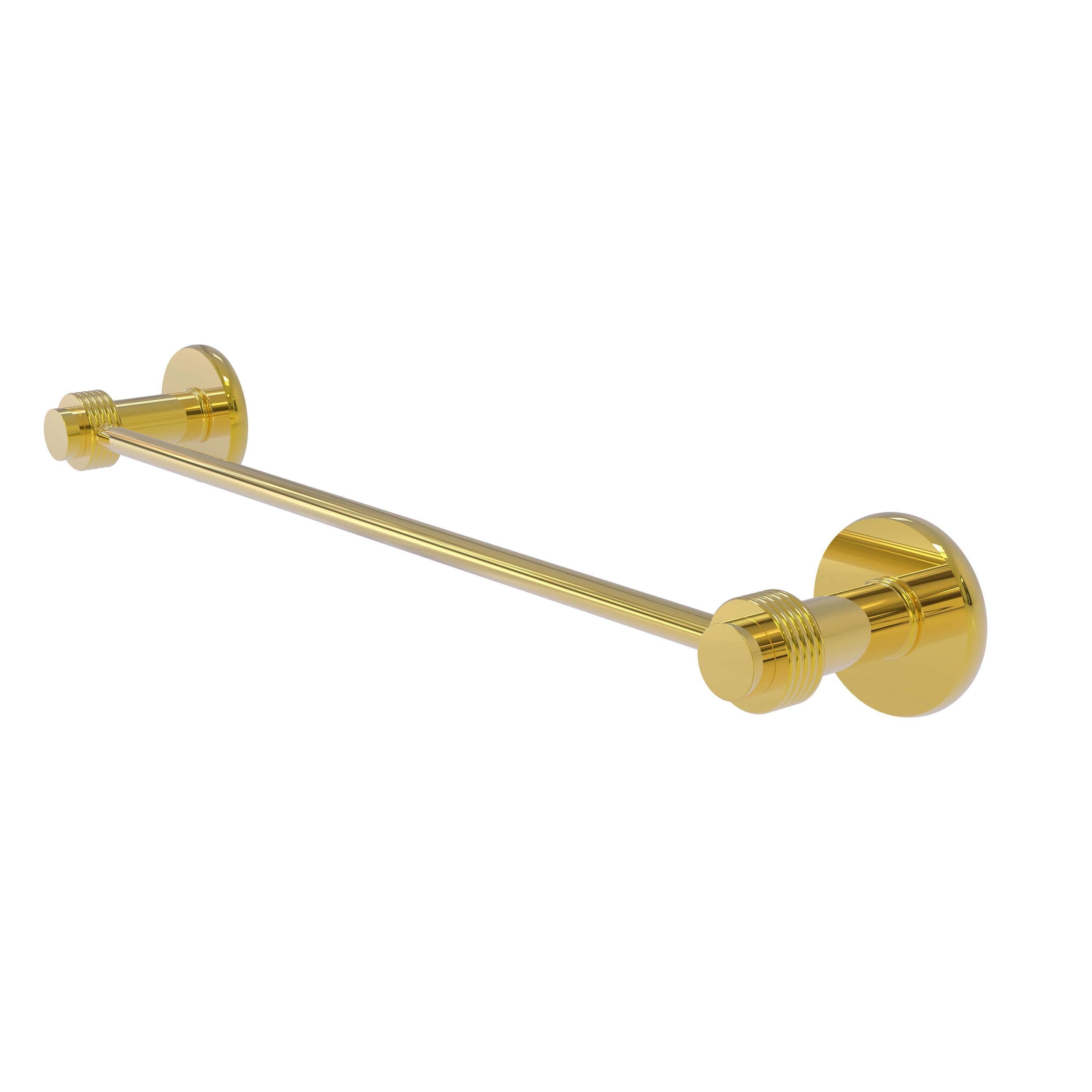 18 in. Towel Bar with Groovy Accent Unlacquered Brass S6426