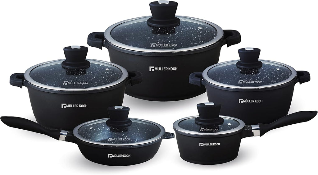 Die-Cast Aluminum Nonstick Marble Granite Cookware Set W8160