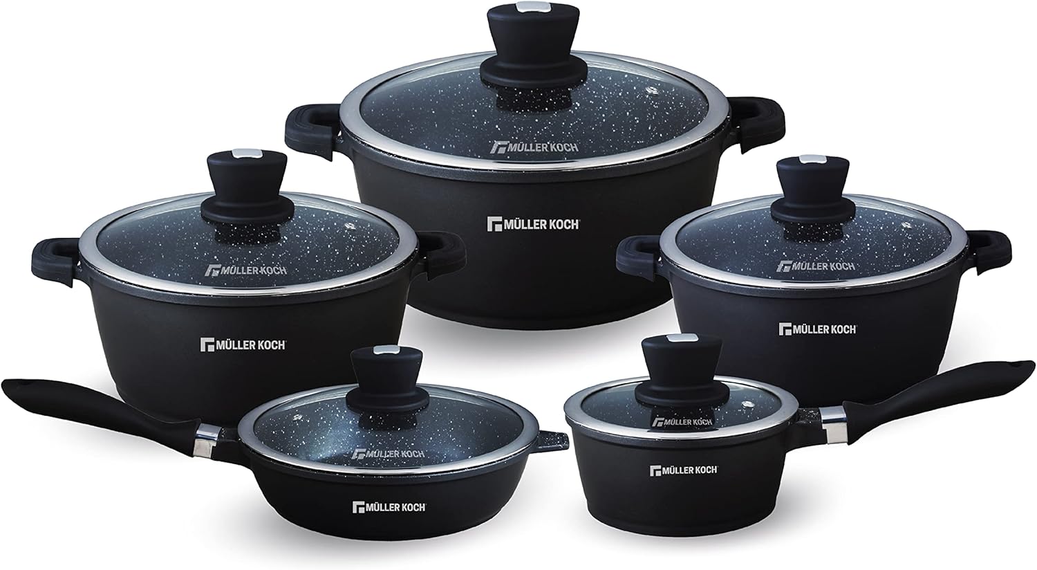Die-Cast Aluminum Nonstick Marble Granite Cookware Set W8160