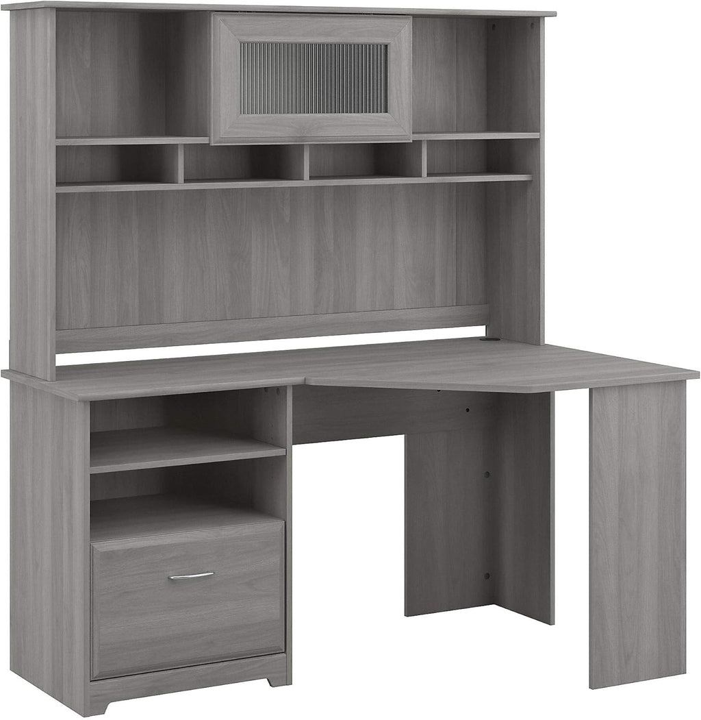 White Corner Desk with Hutch U9014