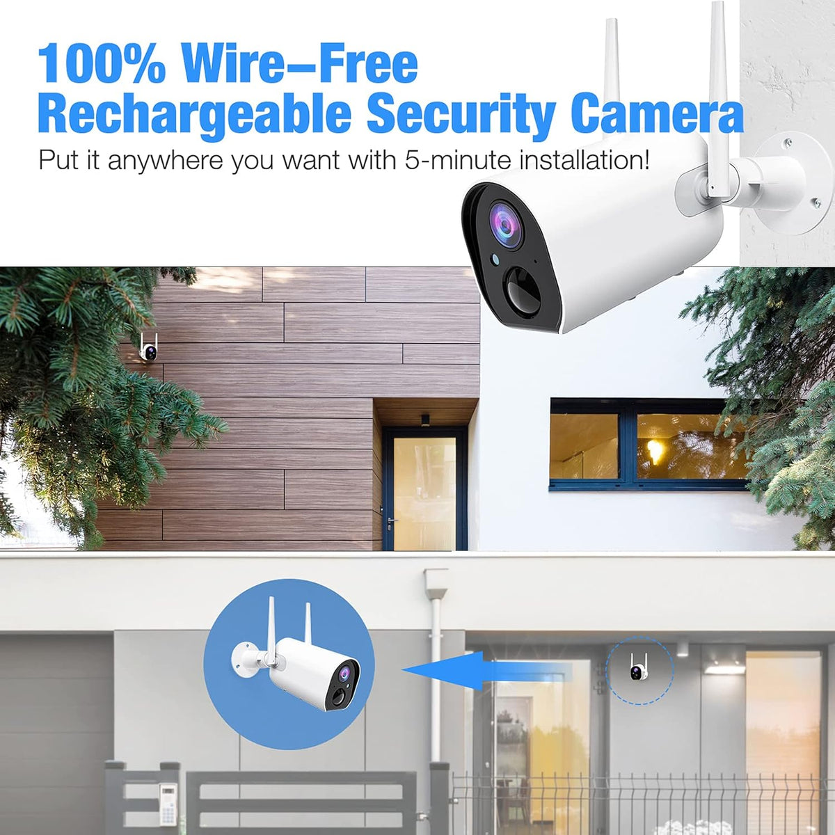 1080P Rechargeable Battery Powered WiFi Outdoor Security Camera with Night Vision Y2855