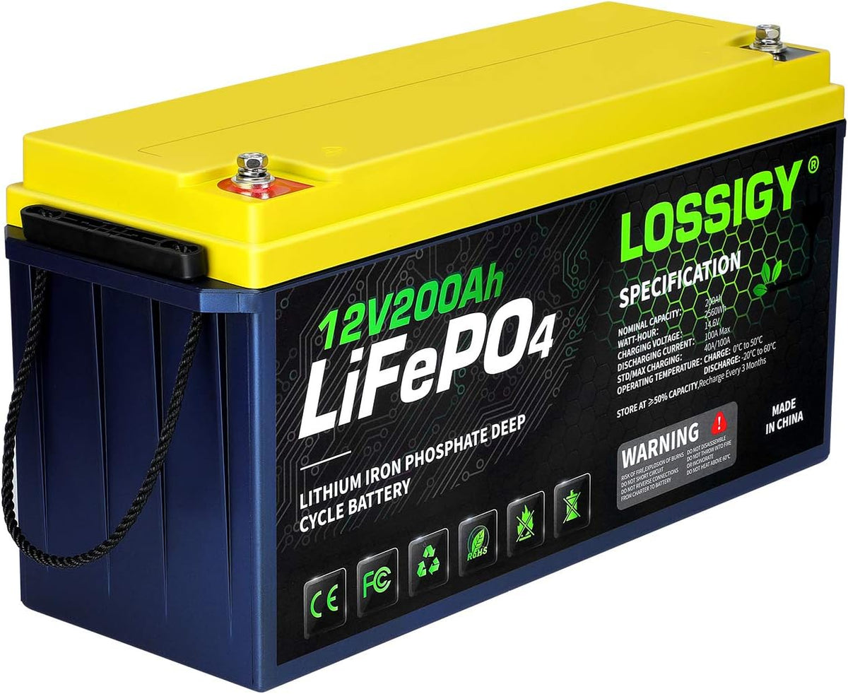 LiFePO4 Battery 12V 200Ah Deep Cycle Lithium Ion Battery with 100A BMS S47886