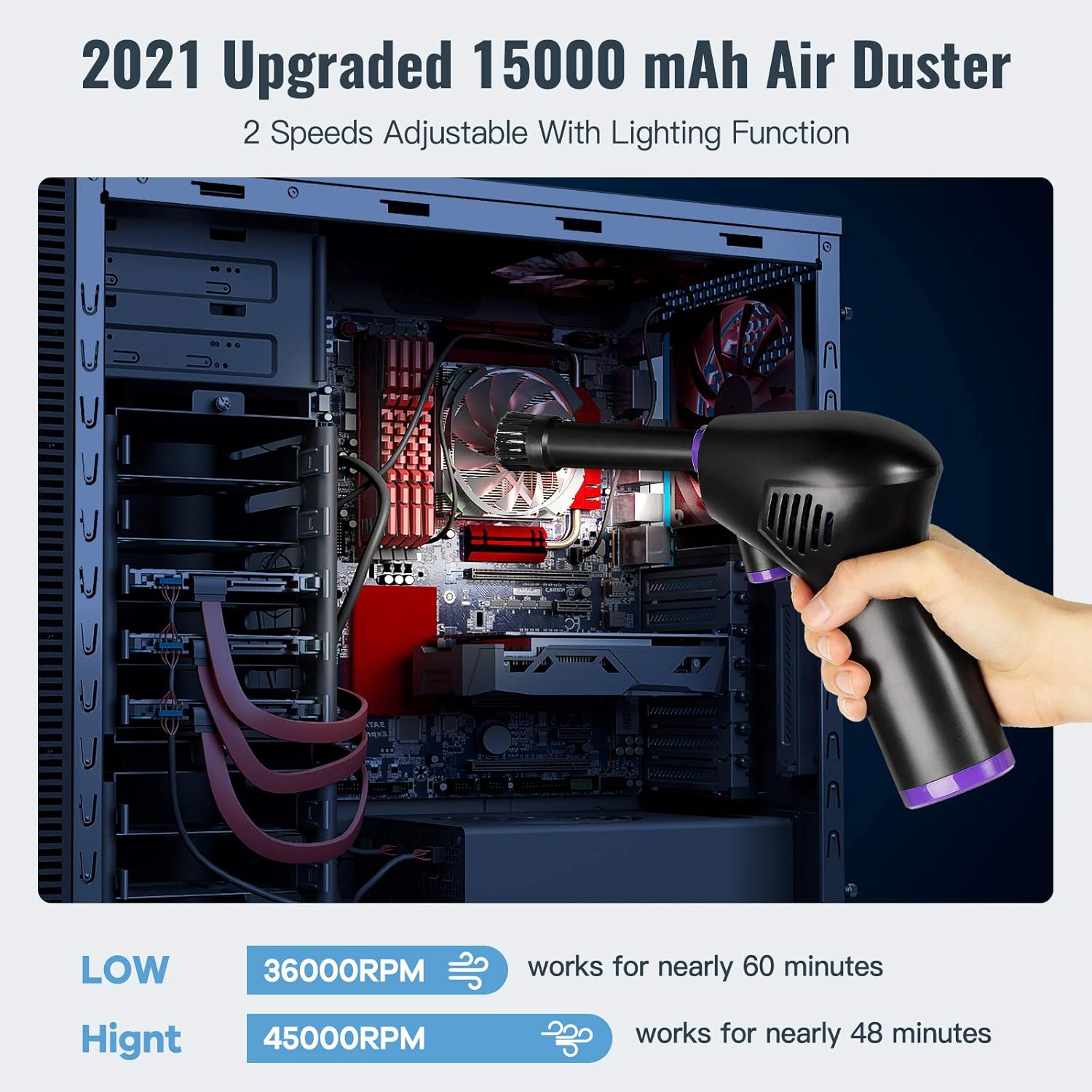 Cordless Air Duster with LED Light, Pack of 2 Q2660