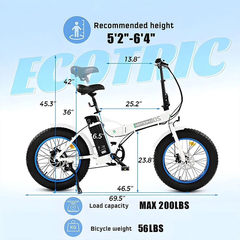 Fat Tire Electric Bike 20" Folding Bicycle 500W 36V Pedal Assist Electric Bicycle V901820