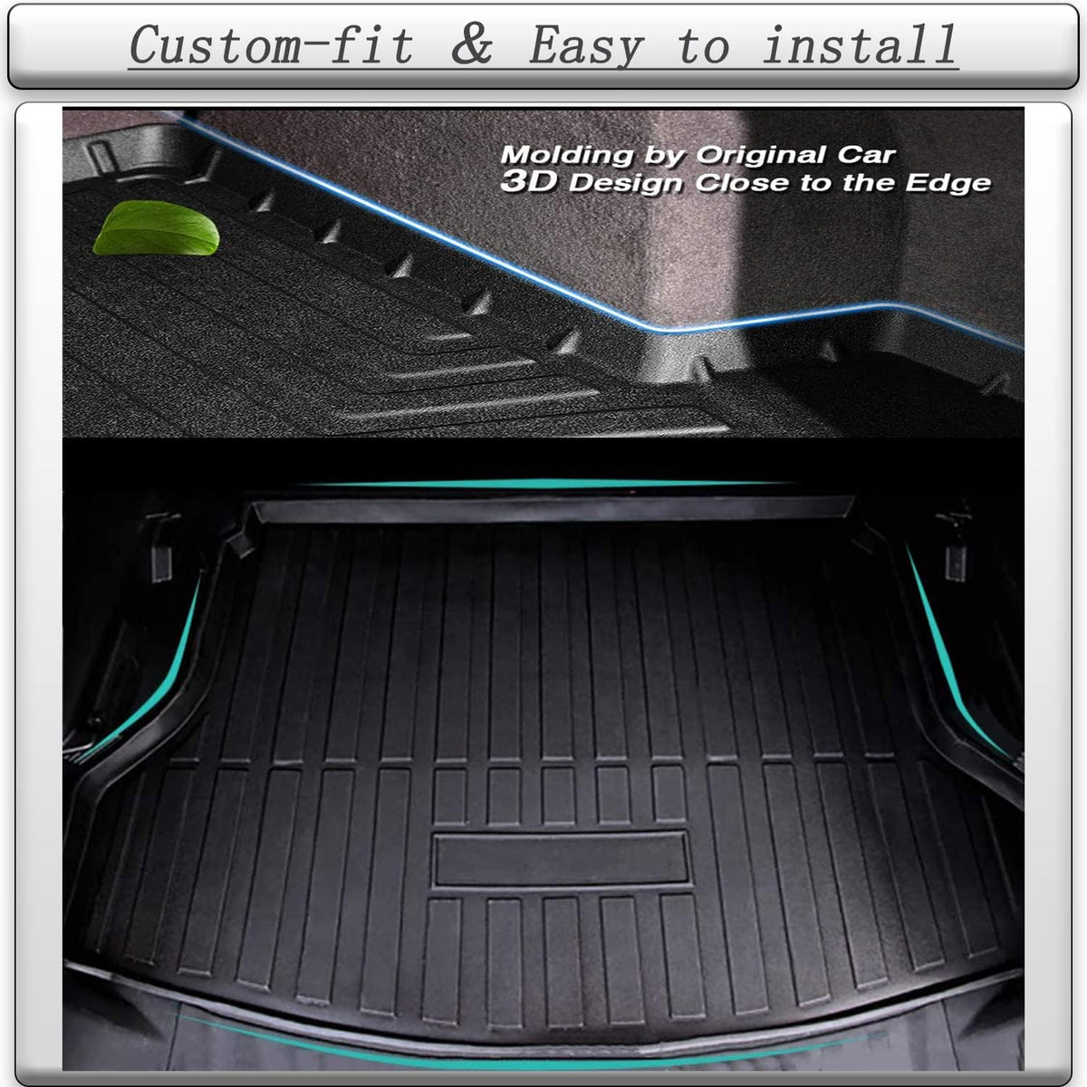 Cargo Liner Trunk Tray Cargo Mats Protector Custom Fit 3D Tech Waterproof Flexible TPO Pack of 2 Z82551