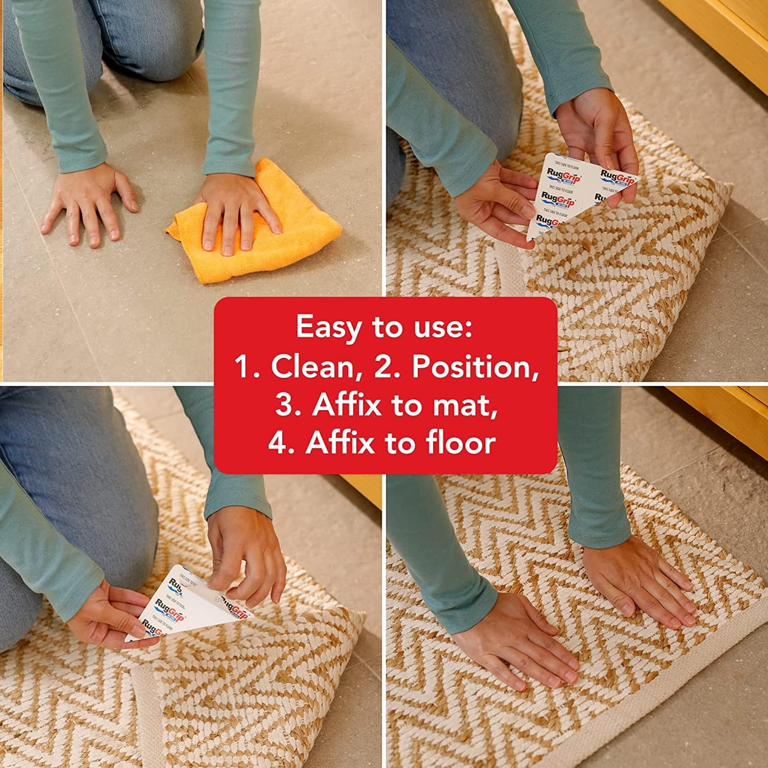 4 Piece Anti Curling Rug Grip Corner Tabs S111545