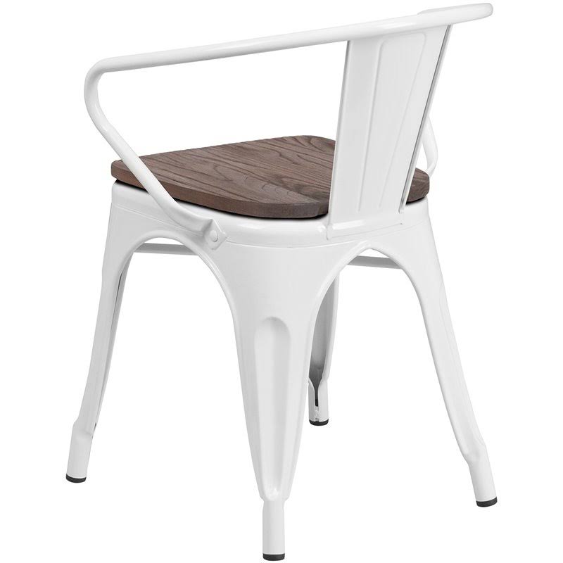 Metal Dining Arm Chair in White N55310