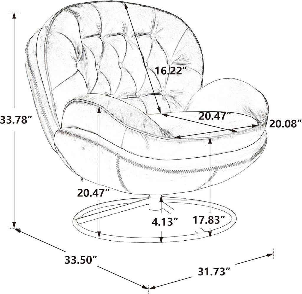 Swivel Velvet Lounge Chair with Ottoman and Metal Frame S8679