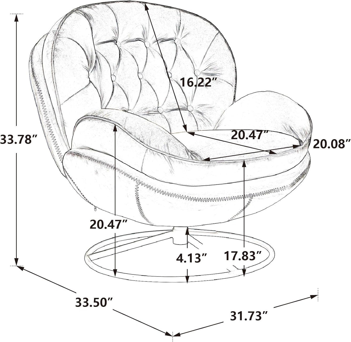 Swivel Velvet Lounge Chair with Ottoman and Metal Frame S8679