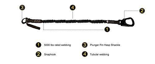 6ft 72x22x1x22 Internal Elastic Bungee Retention Lanyard with Snap Hook Shackle F3742