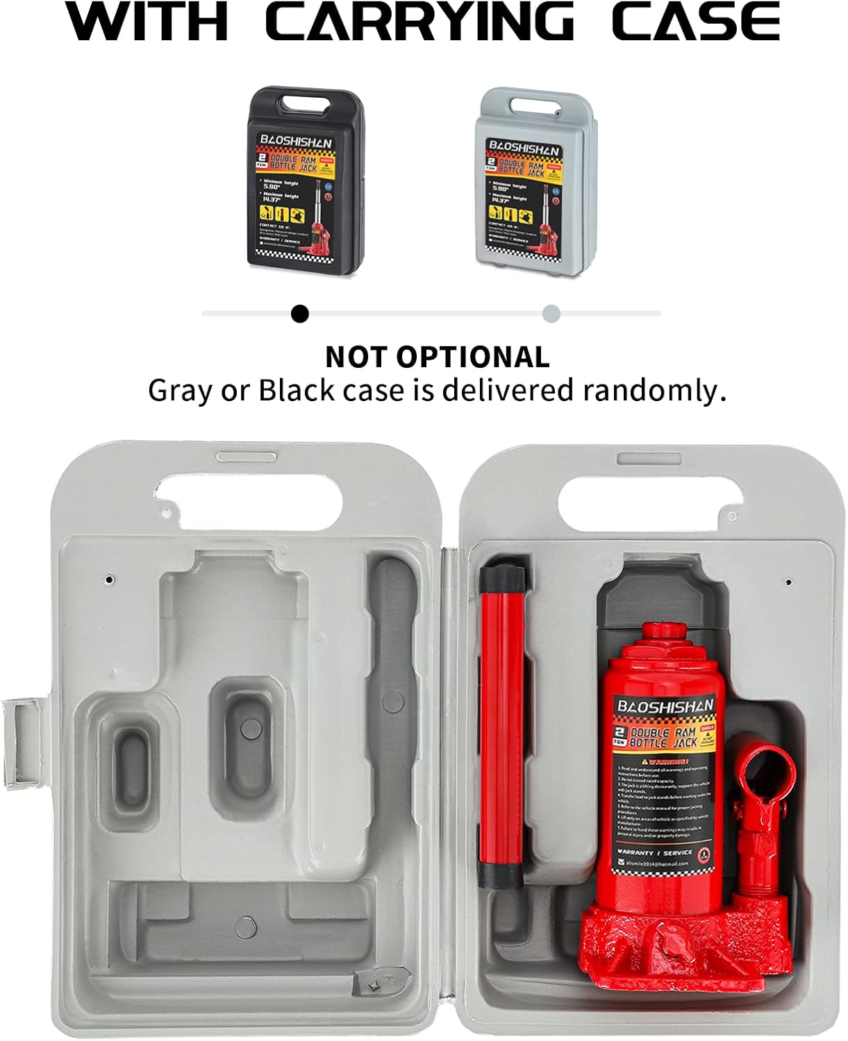 2 Ton Hydraulic Bottle Jack with Carrying Case Pack of 2 L162