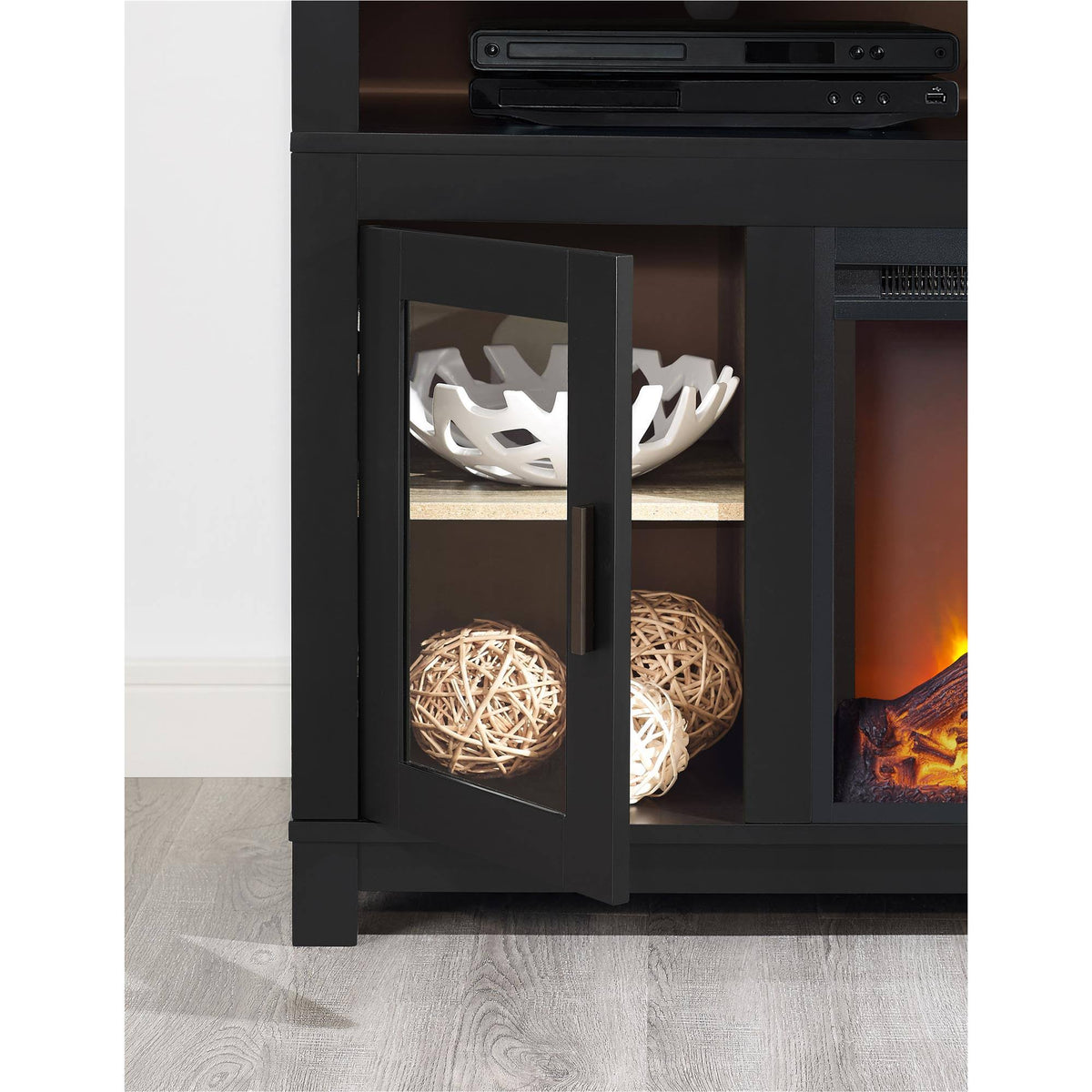 Black Electric Fireplace TV Stand F9720