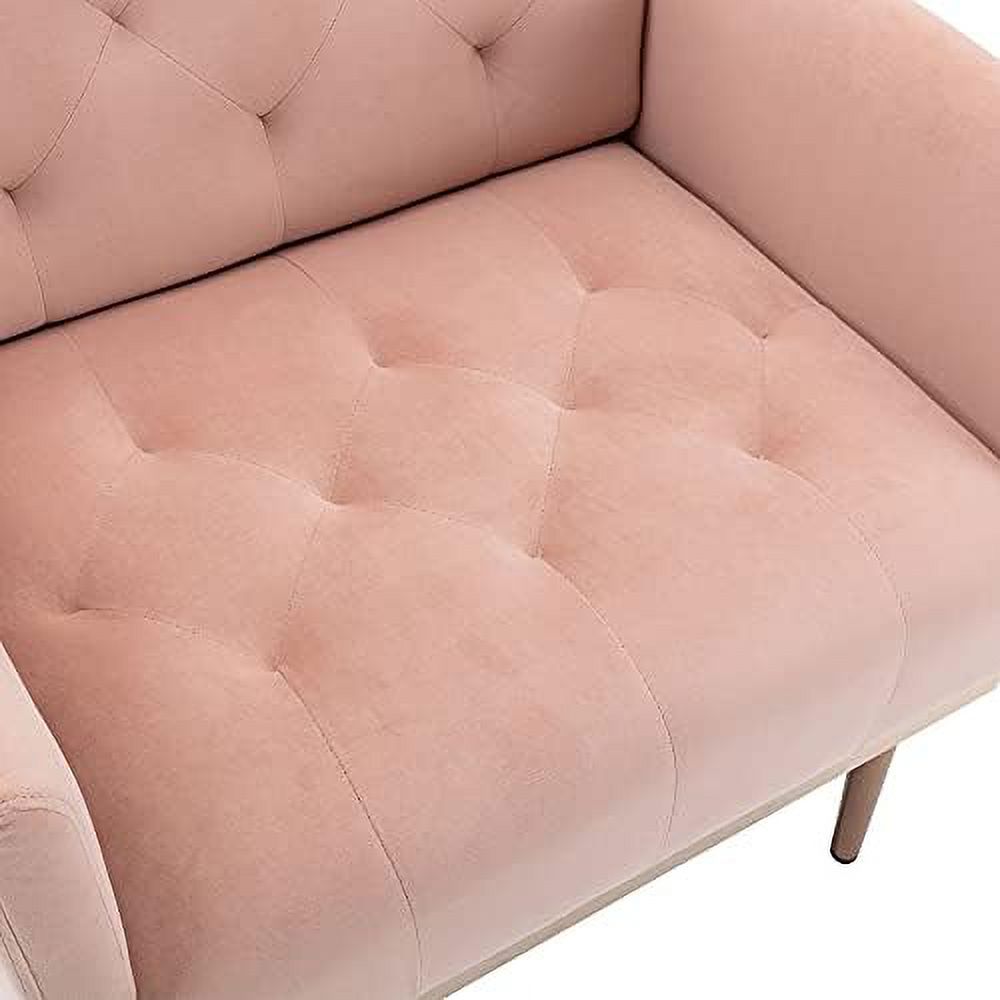 Pink Velvet Single Sofa Arm Chair with Metal Legs V93359