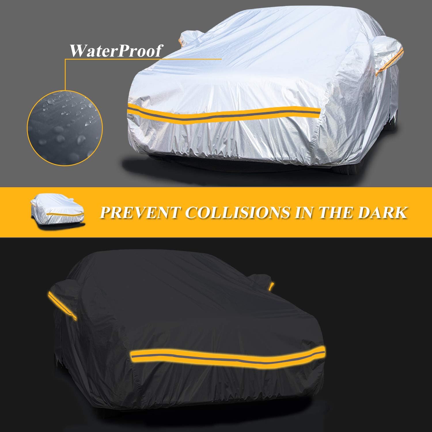 6 Layers Waterproof Hatchback Car Cover with Zipper Cotton E413