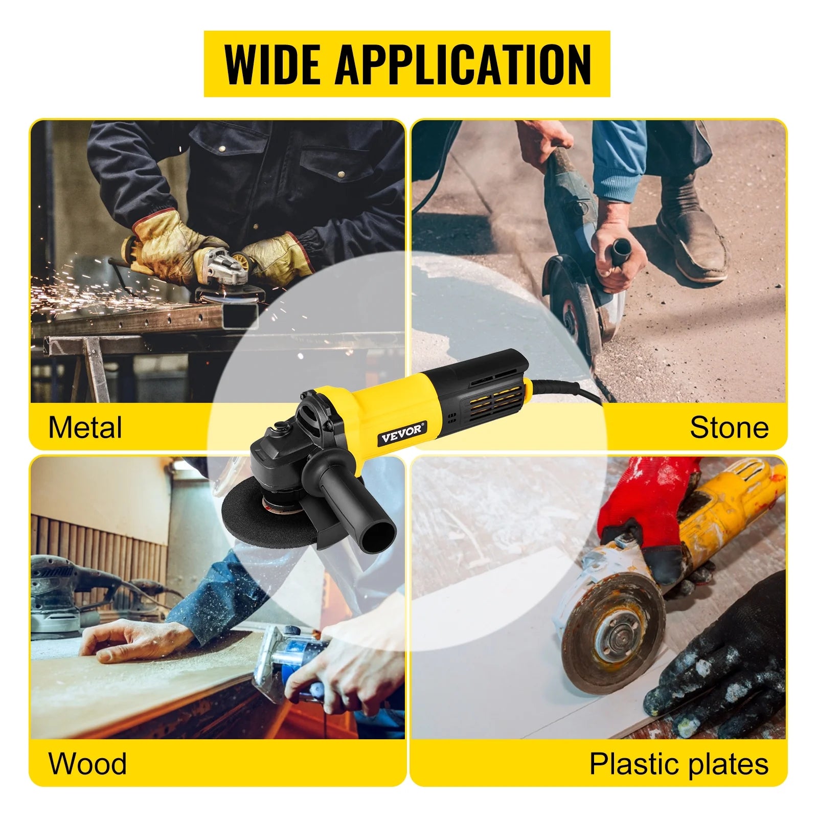 Angle Grinder 4-1/2" 11A with Paddle Switch and 360° Rotational Guard, 12000rpm F7778