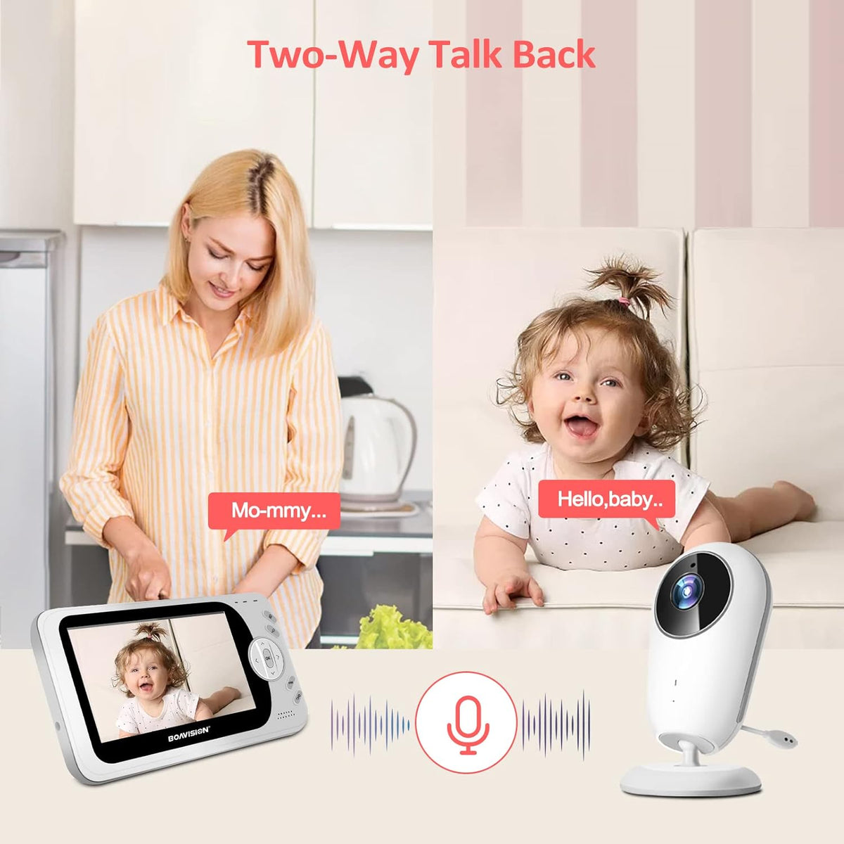 Video Baby Monitor with Camera and Audio, 4.3 inch IPS Screen, Night Vision C300