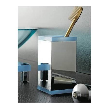 Blue Square Brass Toothbrush Holder Q277