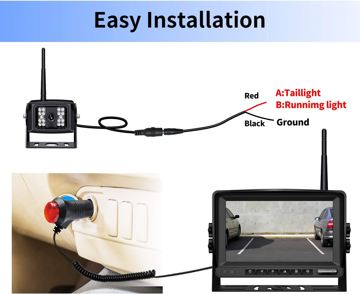 Wireless Backup Camera System Kit with 7’’ LCD Monitor H296