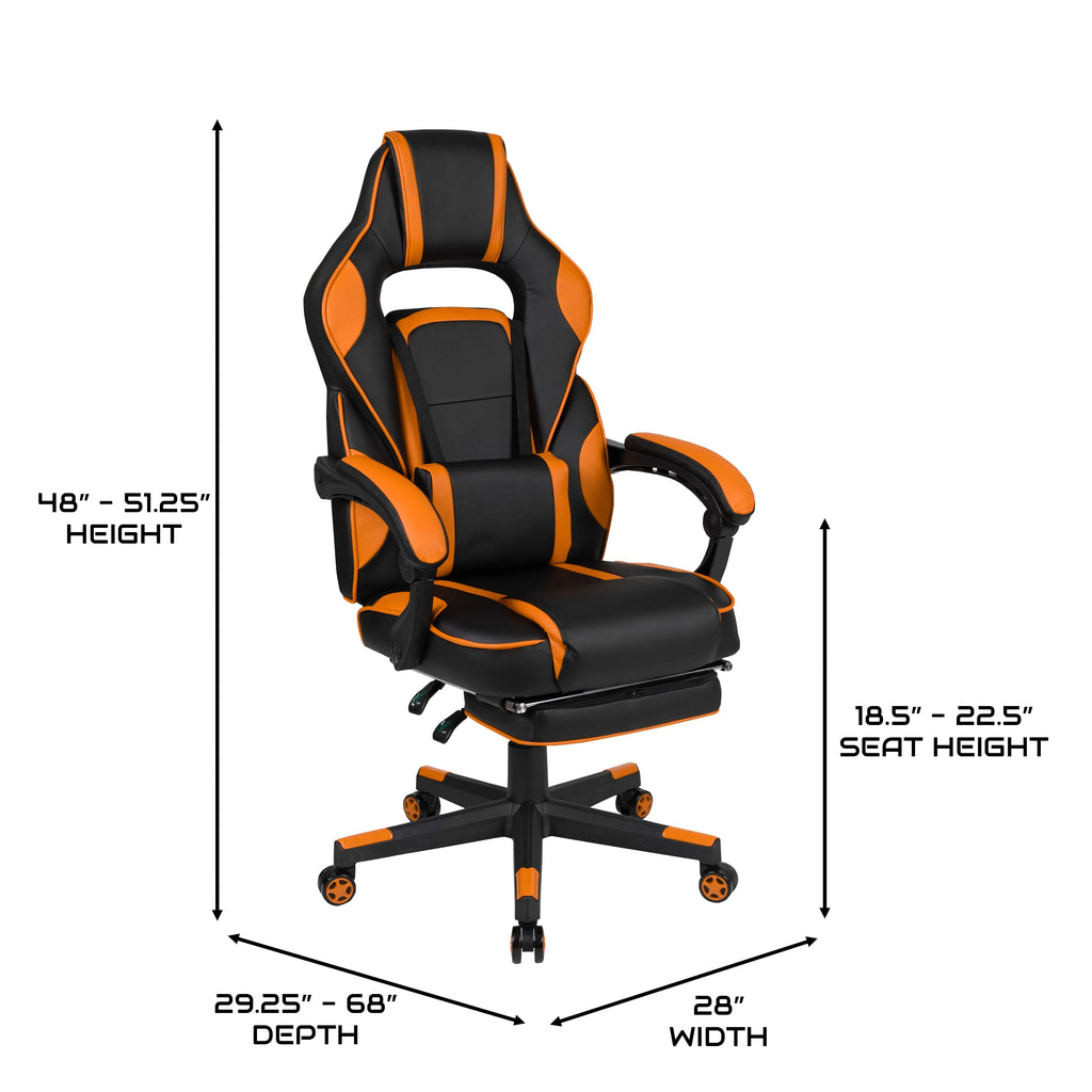 Black & Orange Gaming Chair with Footrest D64066