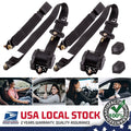 2 Pack Universal 3 Point Retractable Car Seat Belt, Black S8602