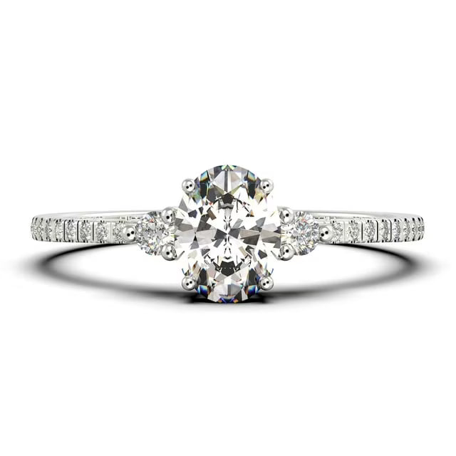 14K White Gold 3 Stone Ring T514602
