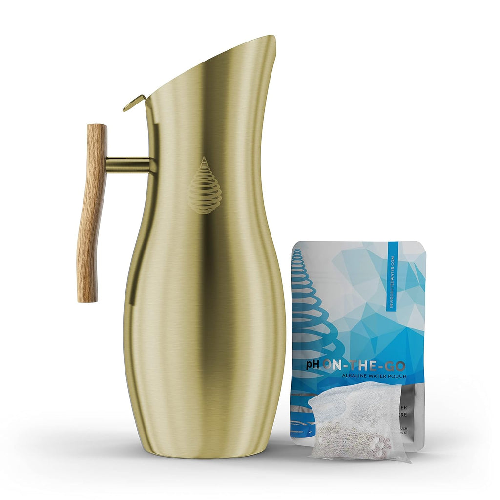 Gold Stainless Steel Alkaline Water Pitcher, 64oz 1.9L, Pack of 2 Q435