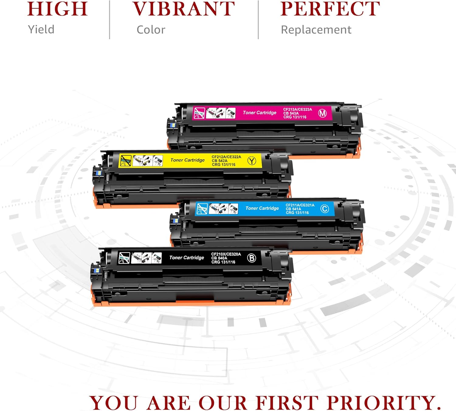 Compatible Toner Cartridges 4-Pack Black Cyan Magenta Yellow P3168