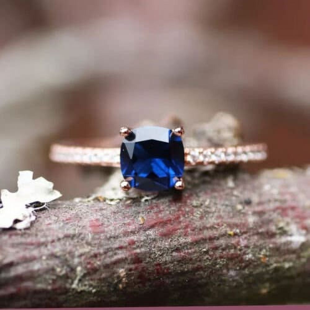 14k Rose Gold Blue Sapphire Ring Z261