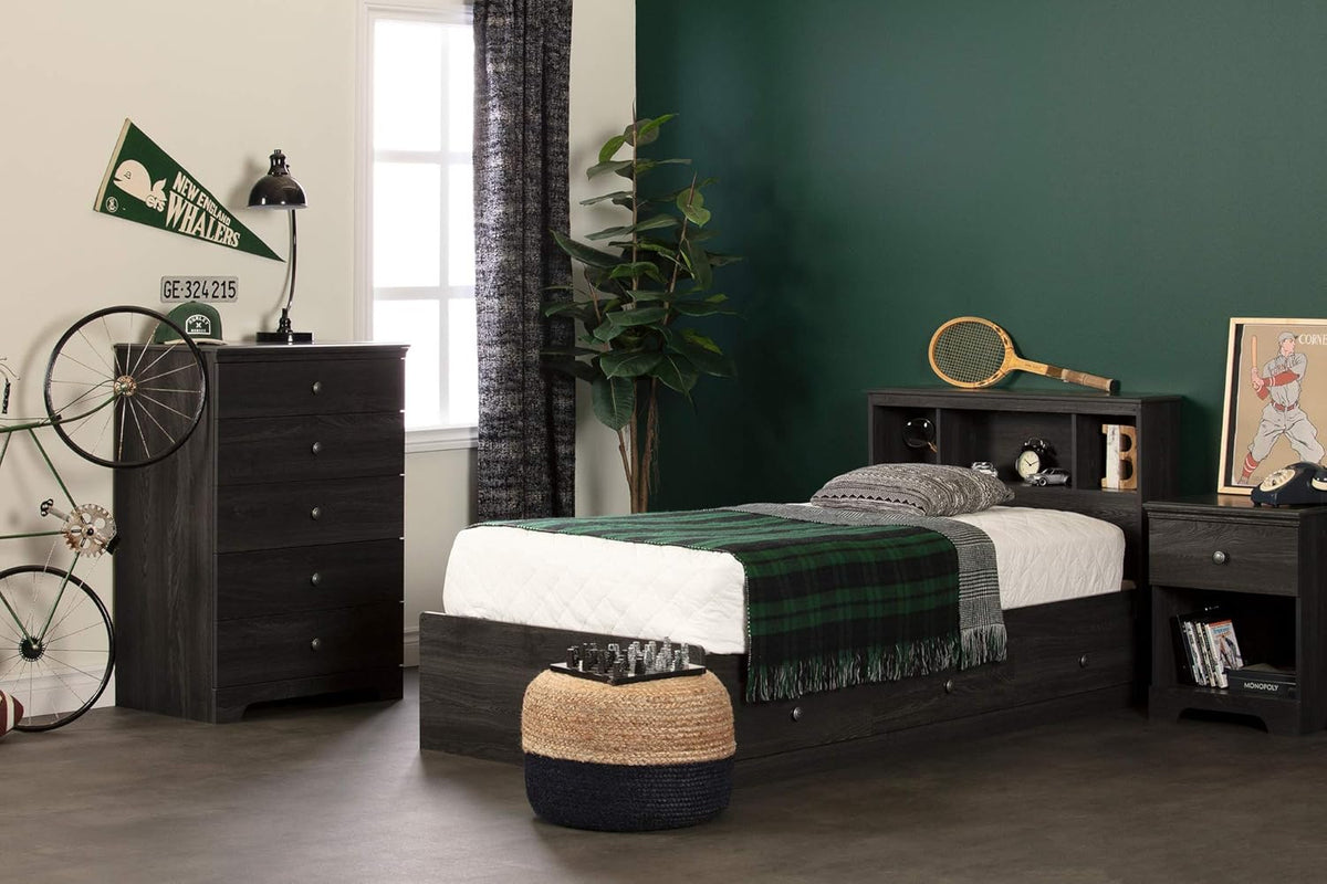Gray Oak Twin Bookcase Headboard T36837