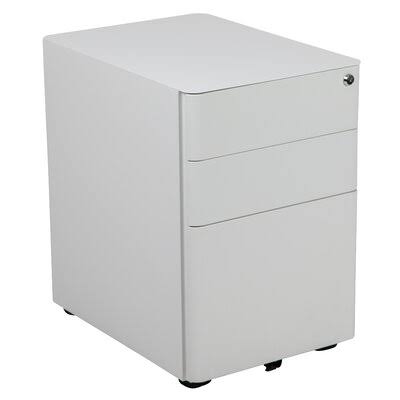 White 3-Drawer Mobile Vertical Filing Cabinet X7353