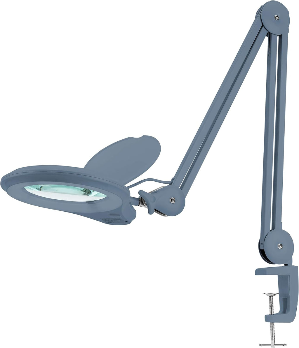 Gray 5 Inches Diameter Lens LED Magnifying Lamp with Clamp Q14674
