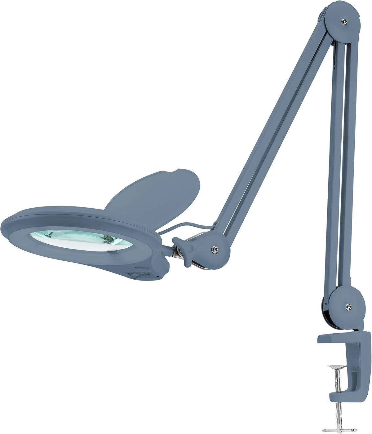 Gray 5 Inches Diameter Lens LED Magnifying Lamp with Clamp Q14674