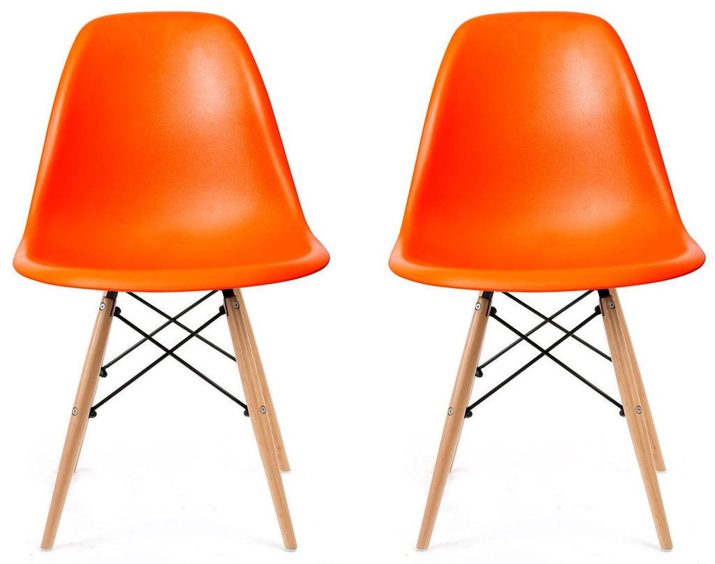 Orange Set of 2 Paris Chair with Wood Legs B213845