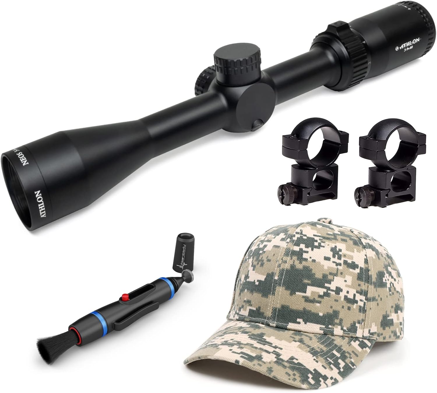 Capped Side Focus Riflescope with Lens Cleaning Pen and Lens Cleaning Cloth M99222