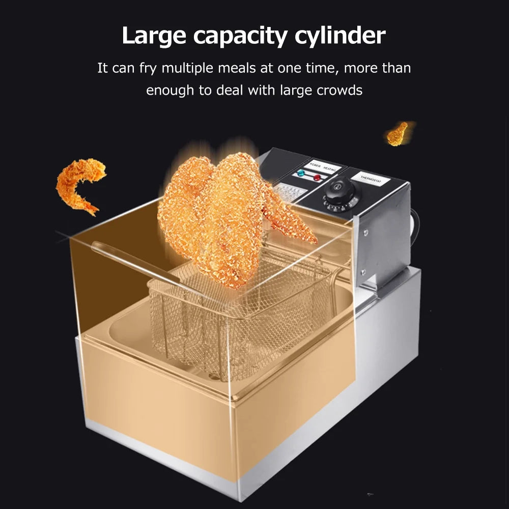 Electric Fryer 6L Stainless Steel 2500W Constant Temperature Commercial H990057