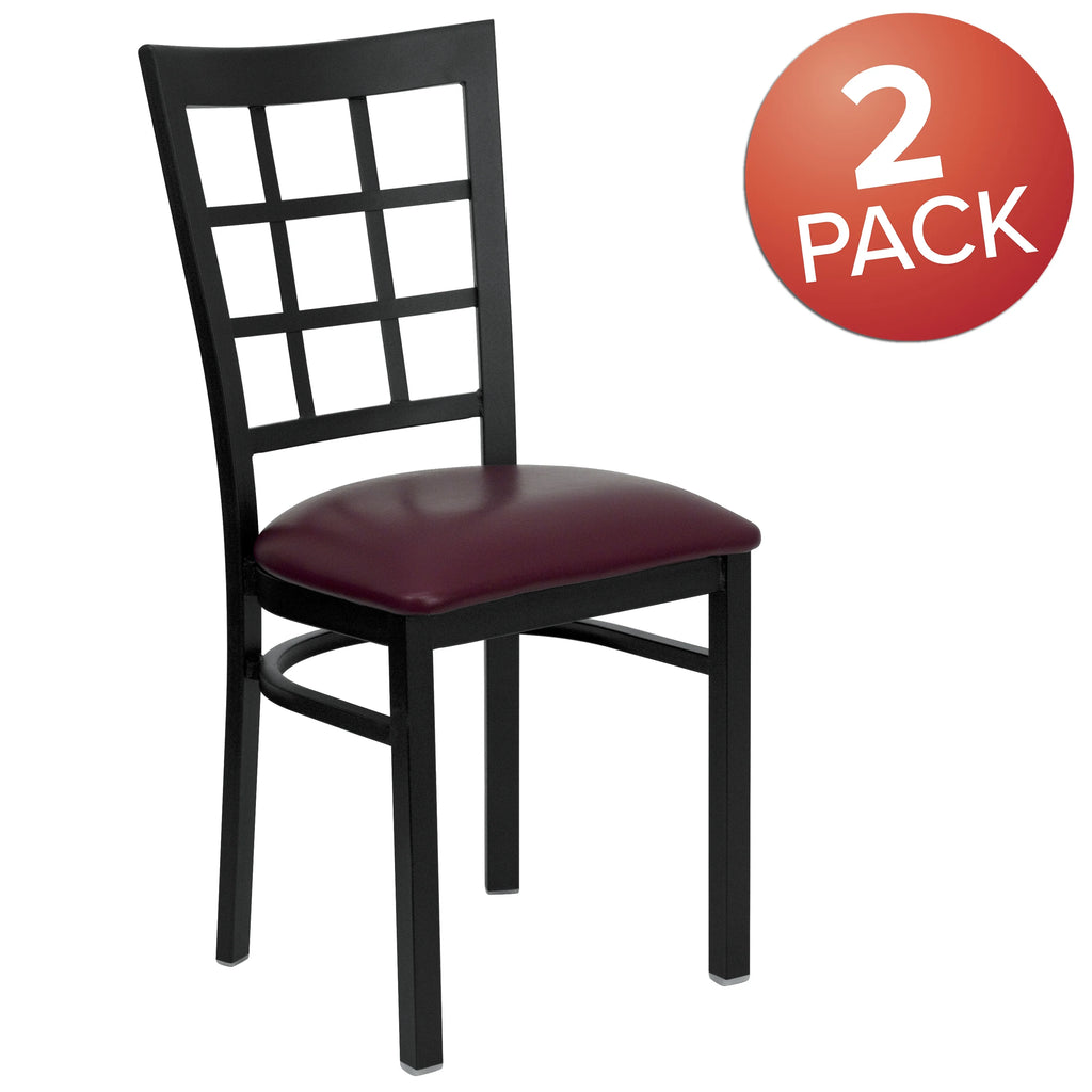Burgundy Vinyl Seat Metal Restaurant Chair E427