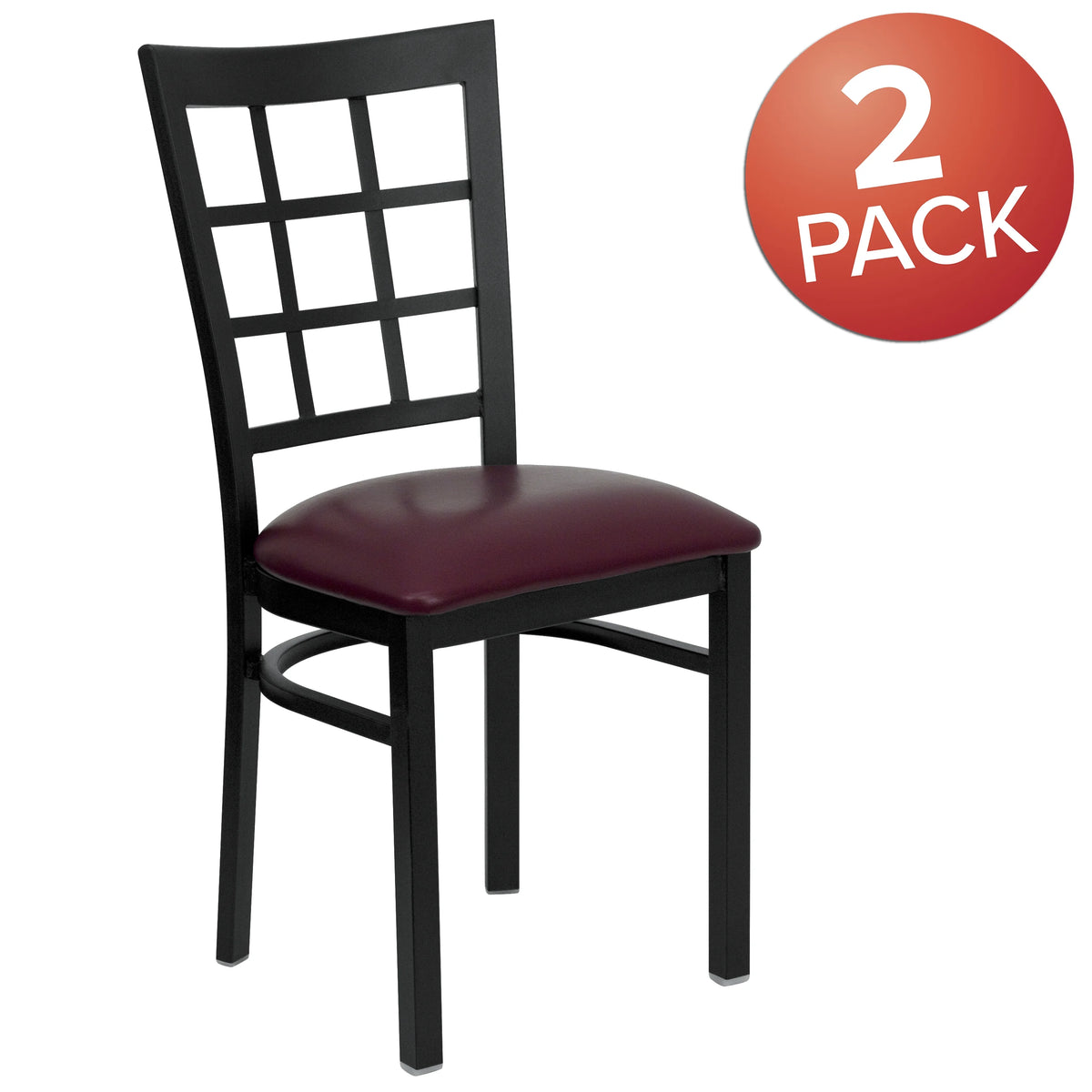 Burgundy Vinyl Seat Metal Restaurant Chair E427