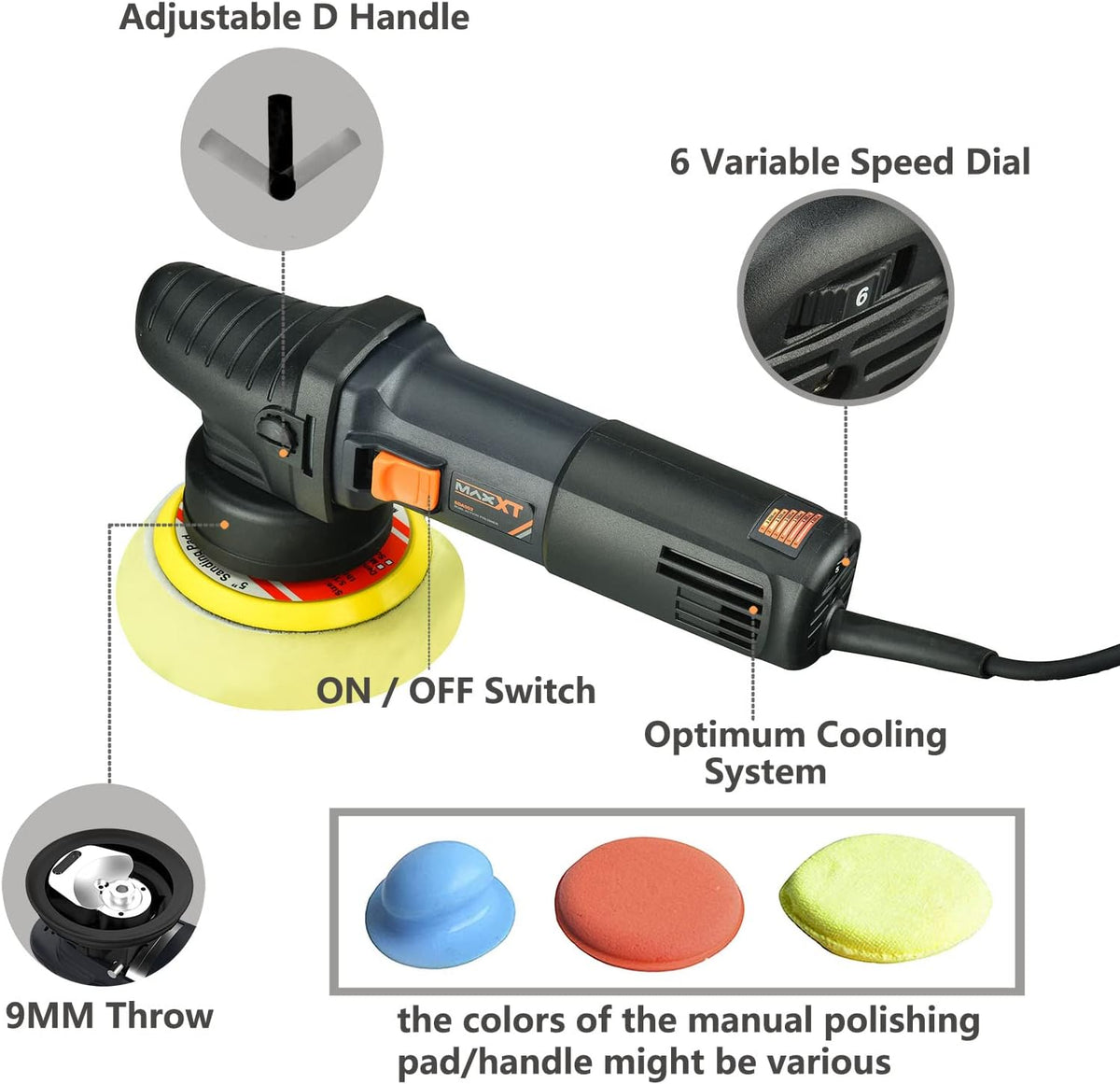 7 Inch Car Polishing Machine with Woolen Fleece Hood N73733