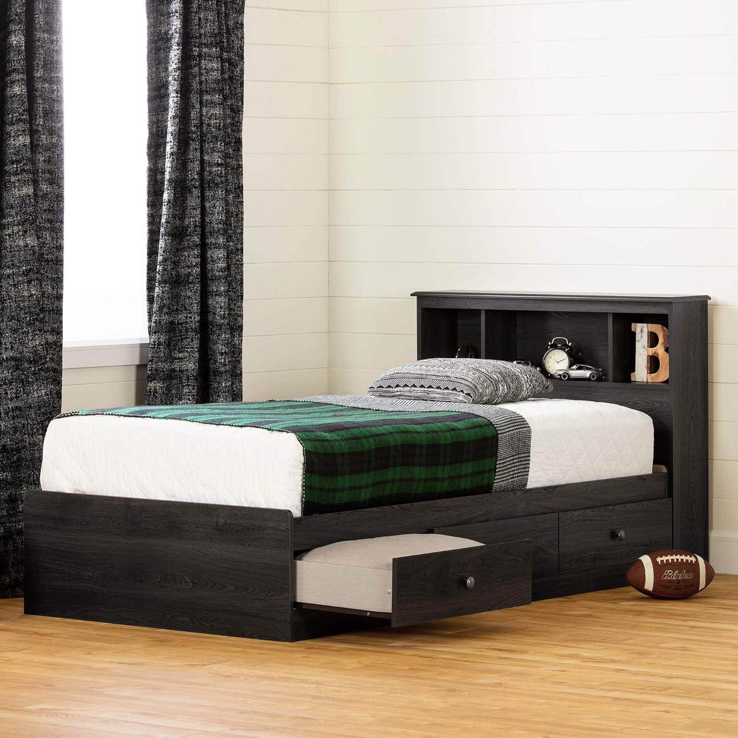 Gray Oak Twin Bookcase Headboard T36837