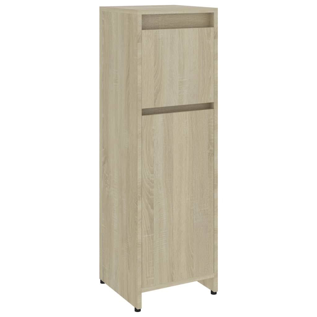 White and Sonoma Oak Bathroom Cabinet Chipboard Q11411