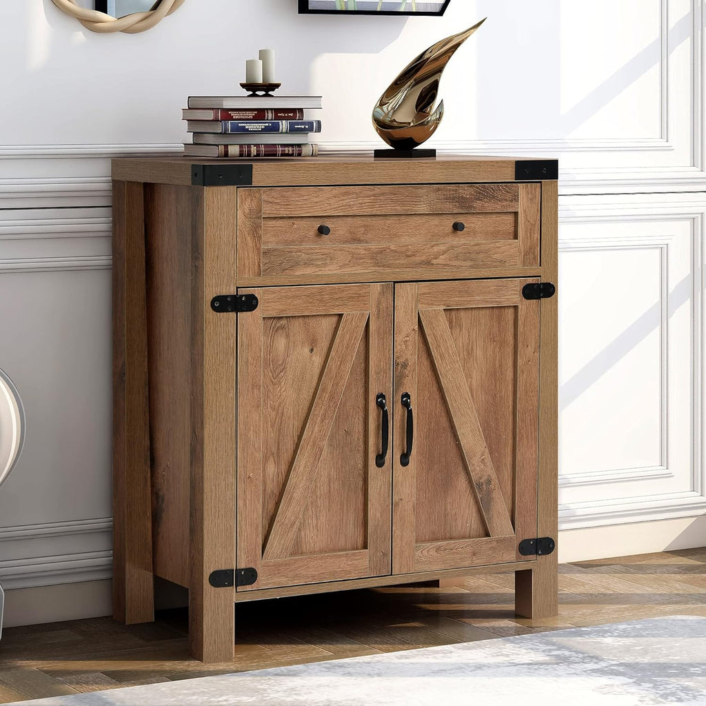 Dark Grey Wood Sideboard Storage Cabinet with Drawer and Cabinet X81686