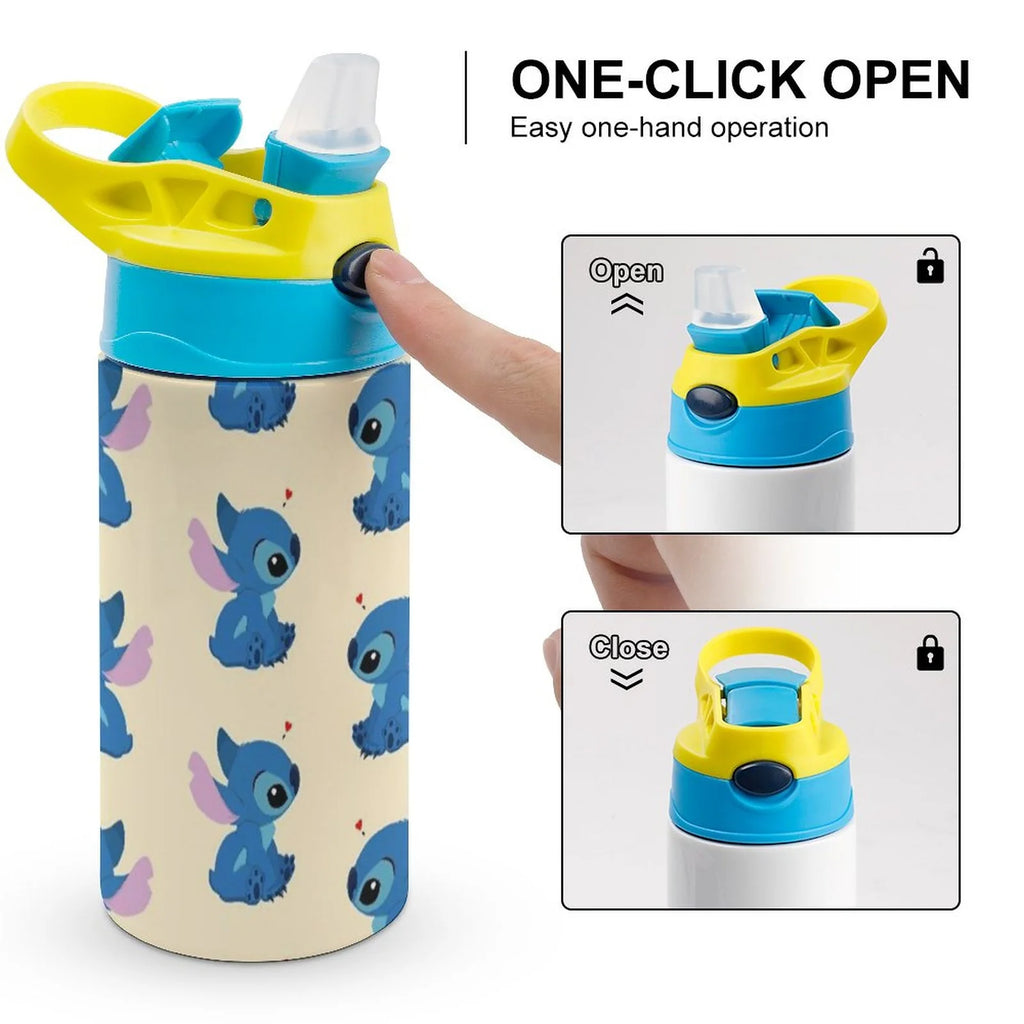 Animal Stitch Cartoon Children's Water Bottle Vacuum Insulated Stainless Steel Cup With Straw Toddler Thermoses T589874