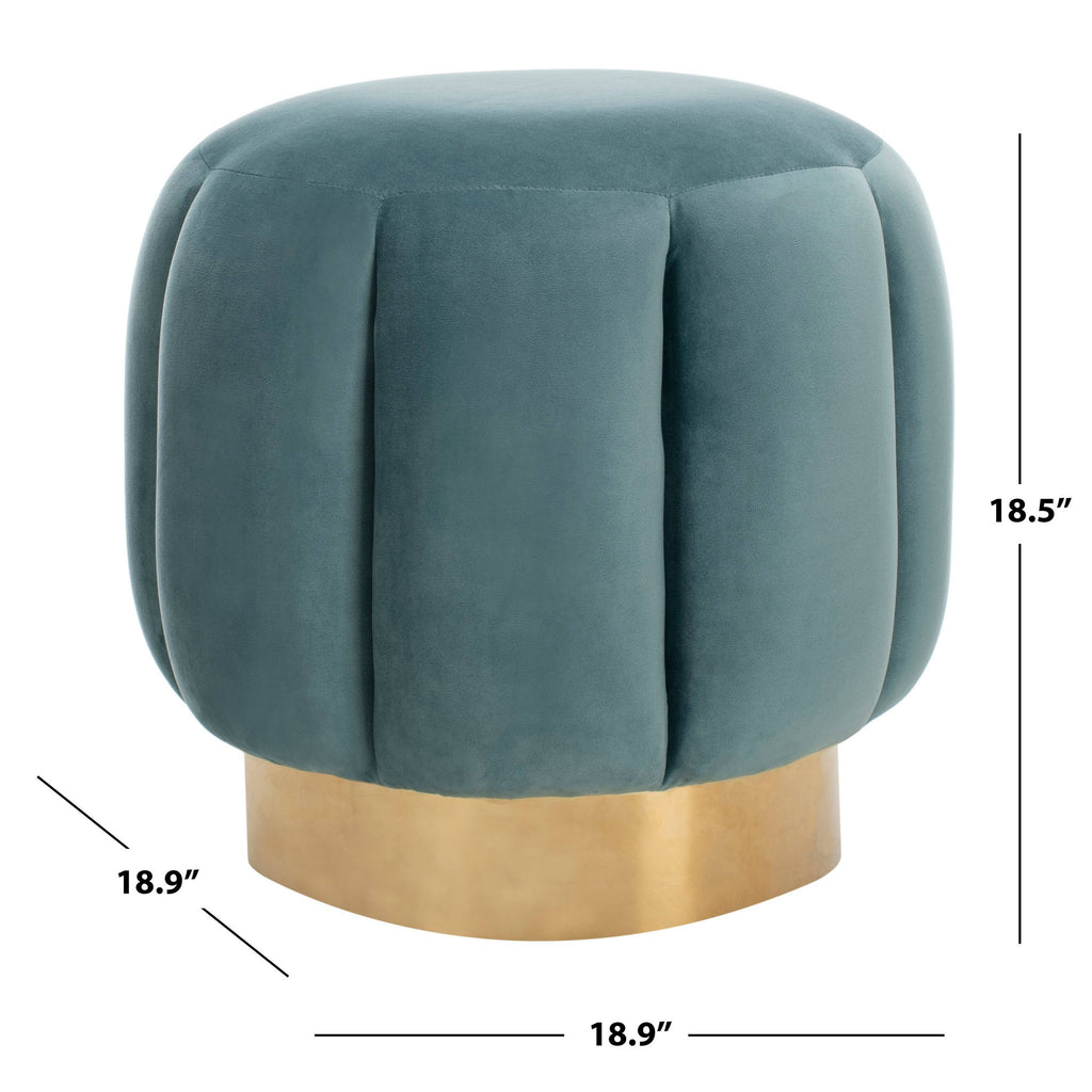 Seafoam Channel Tufted Ottoman K10246